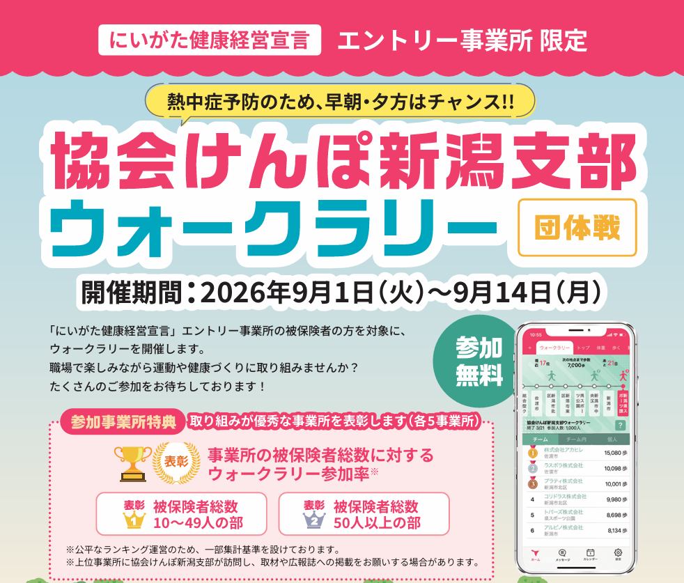 協会けんぽ新潟支部「ウォークラリー」団体戦に参加しました！